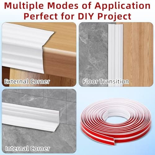 Plinthes Souple Autoadhésives LURICO 2 cm X 6 m, Décorations Moulures Flexibles Pour Bords Muraux, Plafond, Portes, Fenê