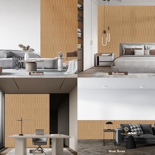 JBER Lot de 6 Panneaux Acoustiques Mural Chêne Rustique, Auto-Adhésifs pour Bureaux et Maison, Haute Performance Acousti