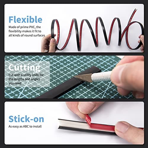 Art3d Moulure Flexible en Vinyle Noir pour Bords de Carrelage Mural et Cadre de Miroir - Cuisine et Crédence - 9,1 m