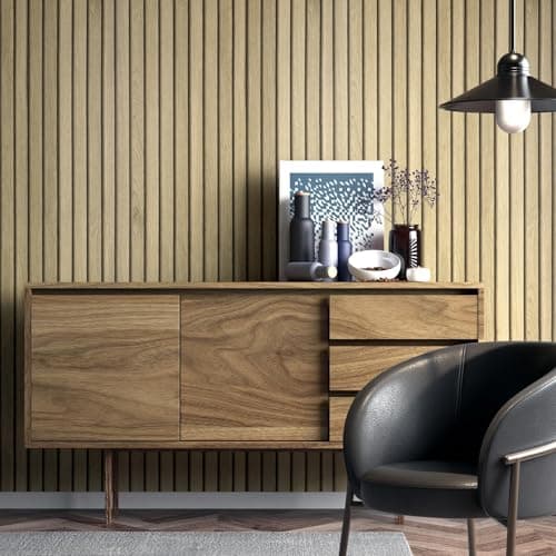 Decotalk Papier Peint Adhesif Mural Aspect Bois Effet 3D Amovible et Imperméable pour Salon et Chambre Concept Réalisé e