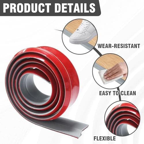 Profilé de transition autocollant Gris - Rampe de seuil PVC - Parquet et seuils - Pour différente hauteur 2-5mm - Gris 1