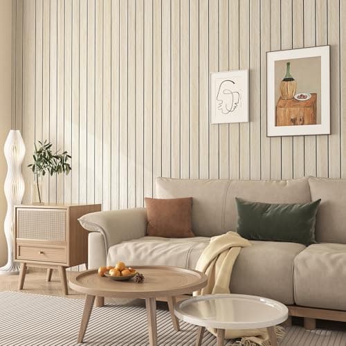Livelynine Panneau Mural Bois Beige Adhesif Bureau Maison Chambre Salon 30CMx2M Motif Chevron