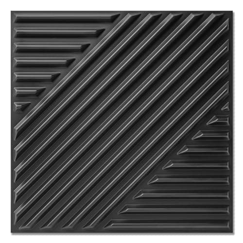 Art3d Lots de 33 panneaux muraux 3D pour décoration intérieure, panneaux texturés design pour salon & chambre, TV mural — Noir