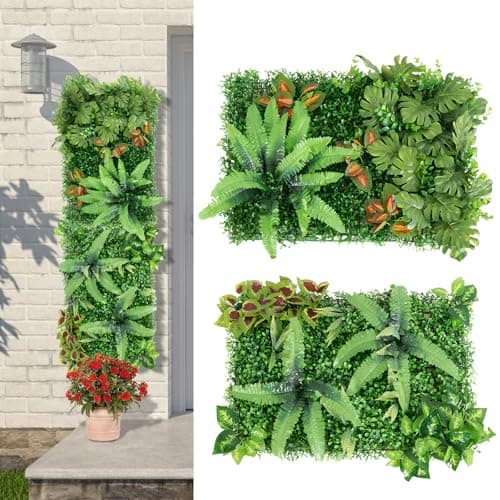 GXPJYC_CFOB Art Mural en Soie Plantes Lot de 2 Panneaux pour Intérieur-Exterior Réalistes Décoration Faux Plantes