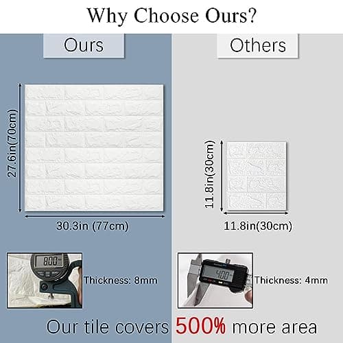 Arthome Panneaux muraux en fausse brique 10 Packs couvre 58 Sq.ft, Peel and Stick Papier peint 3D, imperméable pour salo