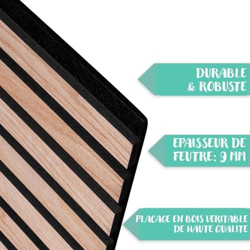 KARAT Panneaux muraux en MDFIsolation sonore pour Bureau Maison - Tasseau mural Décoration Red Oak 60x60 cm 2,1 cm