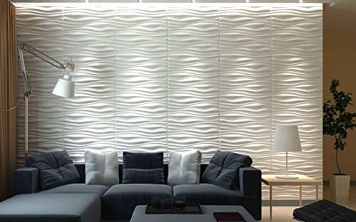 Art3d Panneau Mural 3D PVC Blanc Mat Lot de 12, Dalle Murale Décorative pour Salon Chambre Bureau, Motif Vogue, 50x50 cm