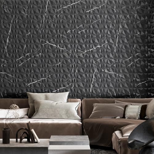Art3d - panneaux muraux décoratifs 3D en forme de diamant pour décoration de maison et de bureau, marbre noir, 30,5 x 30