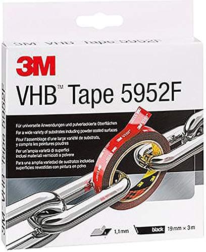 3M VHB 5952F Ruban Adhésif Mousse Double Face - Excellente Adhésion - Noir, 19 mm x 3 m - Rouleau