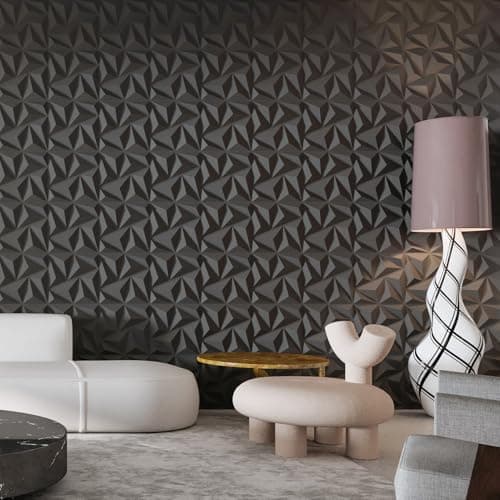 Art3d Lot de 20 panneaux muraux décoratifs 3D noirs, décoration intérieure en PVC, adapté pour tous les espaces, design