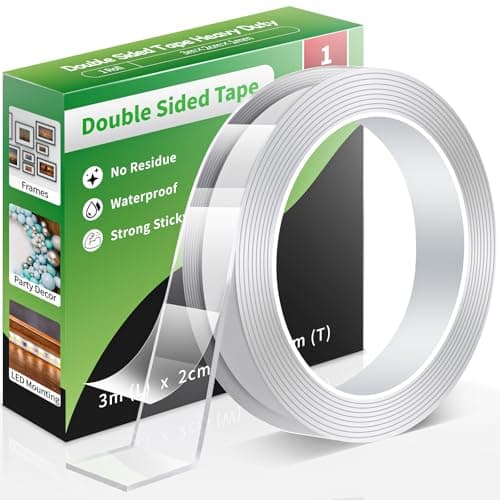 Ruban adhésif double face extra fort Euqvunn, amovible sans traces, lavable, pour affichage/suspension murale/tapis 1 ro