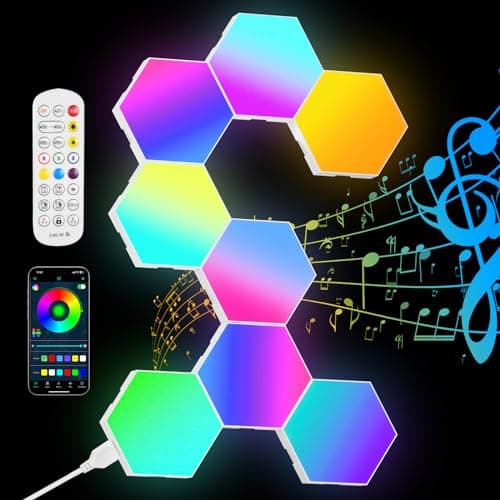 Lampe LED URAQT Hexagone Smart RGB 16 Millions Couleurs pour Jeu et Décoration Murale — 8pcs