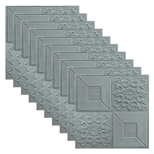 Panneaux muraux 3D en mousse blanc pour décoration maison salon chambre cuisine — gris