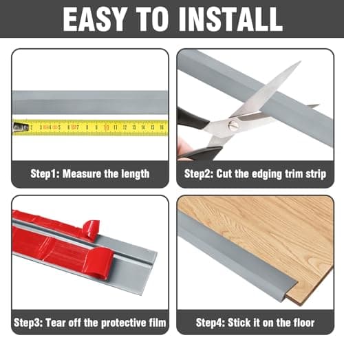 Profilé de transition autocollant Gris - Rampe de seuil PVC - Parquet et seuils - Pour différente hauteur 2-5mm - Gris 1