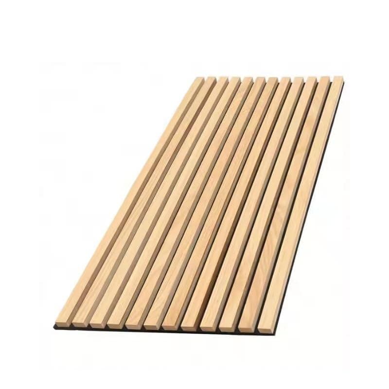 Panneaux Acoustiques Muraux Bois Chêne Blanc 240x60x2,2cm - Fond Noir - SILAMP