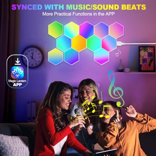 Lampe LED URAQT Hexagone Smart RGB 16 Millions Couleurs pour Jeu et Décoration Murale