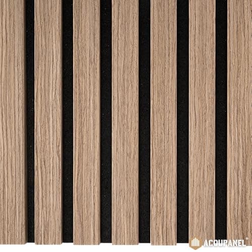 ACOUPANEL | Panneau Acoustique en Tasseaux Bois Chêne | Lot de 4 Panneaux Muraux 1,28 m² | Isolation Phonique Facile à I