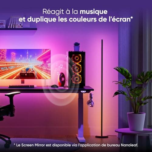 Nanoleaf Lampadaire LED RGB 1700lm | Salon | Compatible avec Alexa et Matter | Synchronisation Musicale | 16 Millions Co