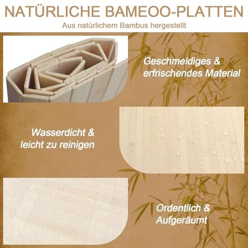 Panneaux muraux en bambou pour salon, cuisine et bureau - 244 x 30 cm - Décoration murale naturelle imperméable - Recher