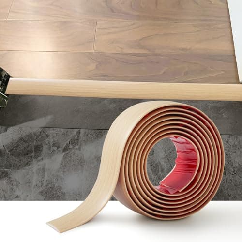 Bande de seuil auto-adhésive PVC 4cm grain de chêne beige pour sols en bois et espaces entre carreaux