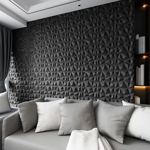 Art3d - panneaux muraux décoratifs 3D en forme de diamant pour décoration de maison et de bureau, marbre noir, 30,5 x 30