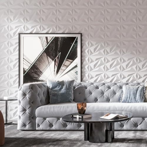 Panneaux muraux 3D Art3dwallpanels blanc, 30x30cm, 3㎡ pour décoration intérieure domicile