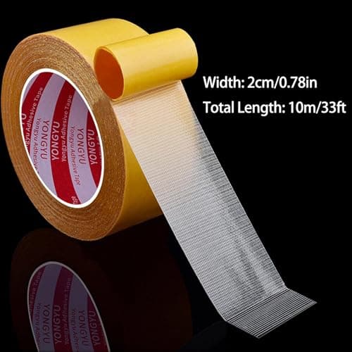 Plipdhy Ruban Adhésif Double Face Extra Fort 2cm x 10m – Tissu Transparent Haute Adhérence pour Maison, Bureau, Bricolag