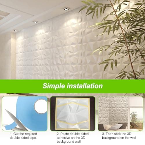 12 Panneaux Mural Decoratif 3D Blanc Mat, Idéal pour le Décor de Studio à la Maison, Bureau Élégant et Fonctionnel 30 x