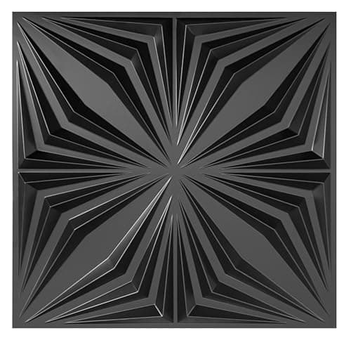 Deco 3D Mur & Plafond Salle de Jeux, Panneaux Mural & Plafond 3D 30cm x 30cm, Revêtement Mural PVC, design Salle de Jeux — D126 Noir