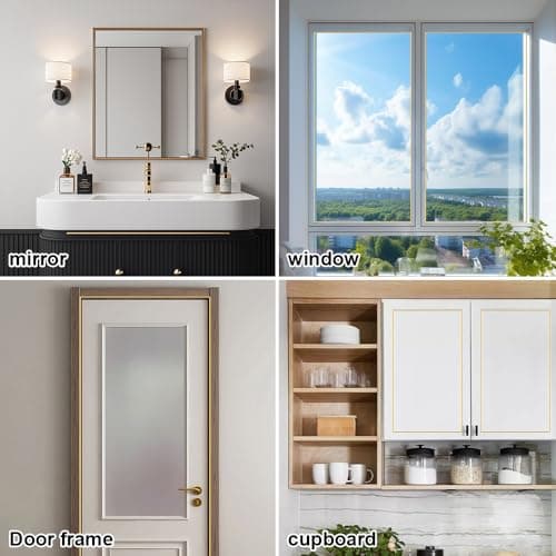 Moulures Décoratives Autocollantes 5 m x 8 mm, Résistant à L'huile et Imperméable, Garniture Murale Flexible pour Miroir