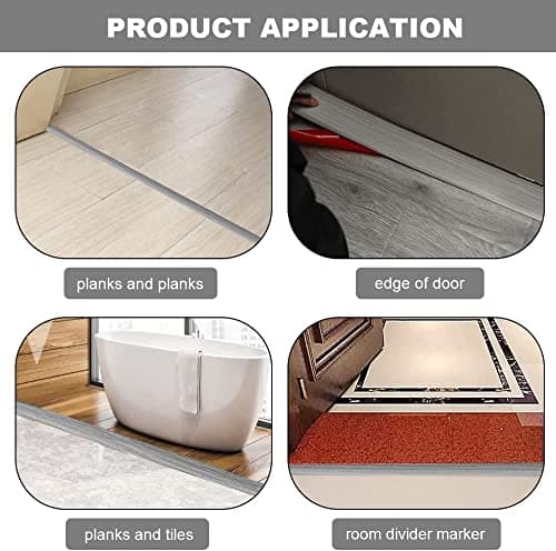 Bande de transition de sol en PVC stratifié gris pour porte de sol - Profil plat - 4 mètre - 5 cm