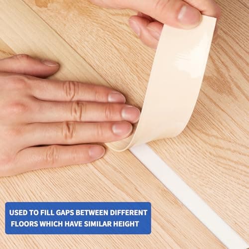 Bande de seuil auto-adhésive PVC 4cm grain de chêne beige pour sols en bois et espaces entre carreaux