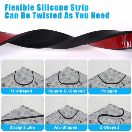 Flintronic Joint Douche, Barrière d'eau Silicone 3M, Noir, pour Sol de Salle de Bain - Barrière Anti-Inondation Adhésif