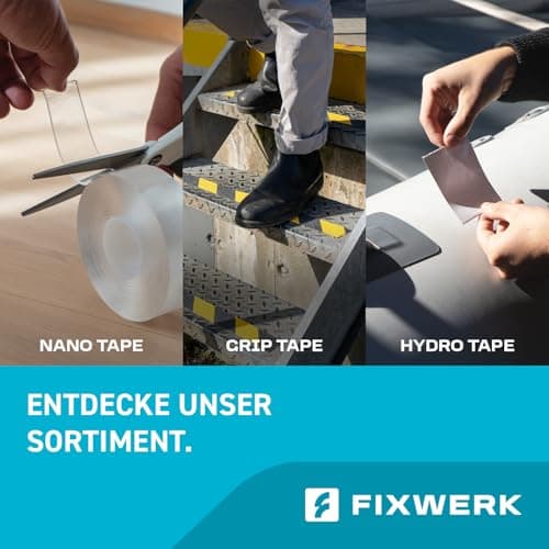 FIXWERK Nano Tape Ruban adhésif double face extra fort pour réparation polyvalent résistant à l'eau et réutilisable