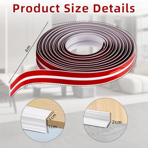 Plinthes Souple Autoadhésives LURICO 2 cm X 6 m, Décorations Moulures Flexibles Pour Bords Muraux, Plafond, Portes, Fenê
