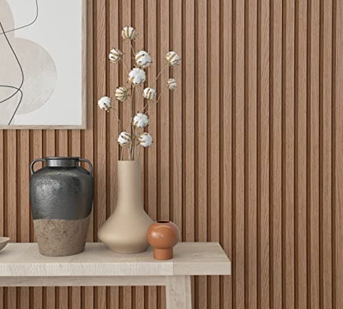 Papier peint bois marron modernes, acoustiques 3D, panneaux en bois scandinaves, naturels, fabriqués en Allemagne, 10,05 — Sépia