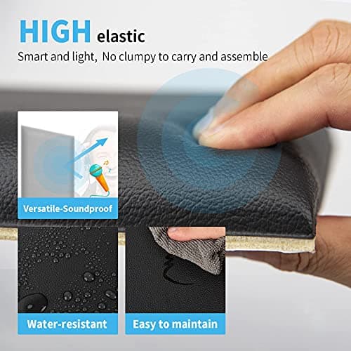 Art3d Lot de 12 Panneaux muraux Auto-adhésifs pour tête de lit King Size - Noir | Insonorisés | pour Chambre à Coucher