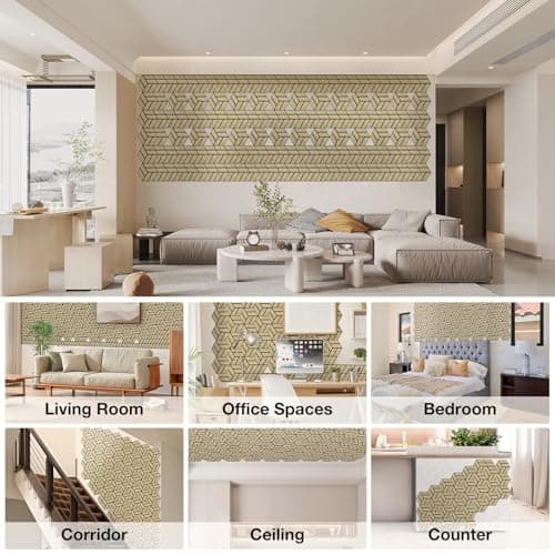 Panneaux acoustiques JAMELO 10 Pièces Mousse 30x15x1.2cm | Revêtement mural naturel auto-adhésif pour plafond/porte/deco