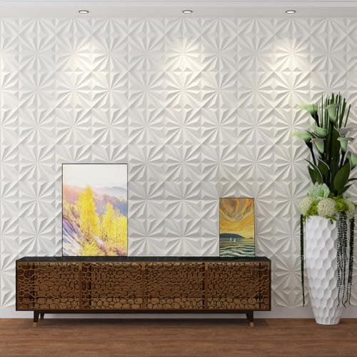 MIX3D Panneaux muraux décoratifs 3D en forme d'étoile blanc 30,5 x 30,5 cm pour décoration intérieure