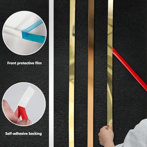 Moulure murale autocollante en acier inoxydable brossé Noir 60 mm x 6 m