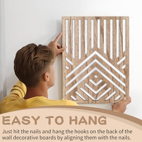 Jinzhenhong Panneaux d'art mural moderne en bois de montagne pour salon et chambre à coucher (marron clair)