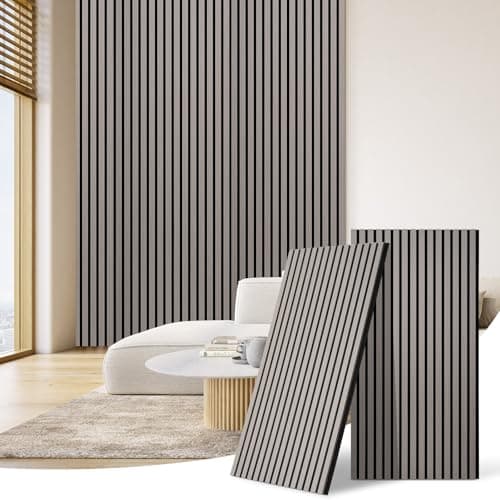 DOLLAR BOSS Panneaux acoustiques en chêne 3d 120x60cm pour bureau & cuisine - Mur anti-bruit & décoratif — Gris