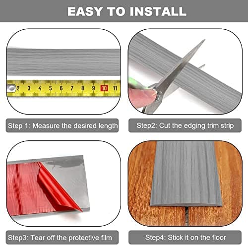Bande de transition de sol en PVC stratifié gris pour porte de sol - Profil plat - 4 mètre - 5 cm