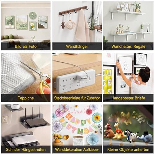 Rhumooay 3 mètres ruban adhésif double face extra fort, 2 mm, amovible, non marquant, lavable, 20 mm, tapis/mur photo/cu