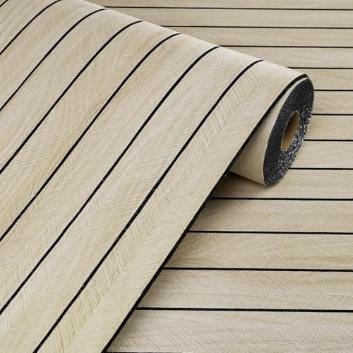 Livelynine Panneau Mural Bois Beige Adhesif Bureau Maison Chambre Salon 30CMx2M Motif Chevron