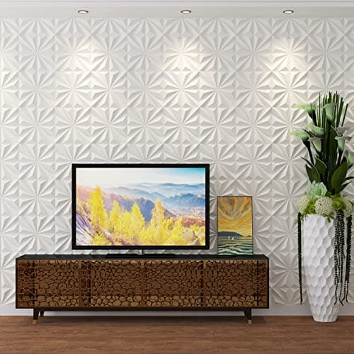 MIX3D Panneaux muraux décoratifs 3D en forme d'étoile blanc 30,5 x 30,5 cm pour décoration intérieure