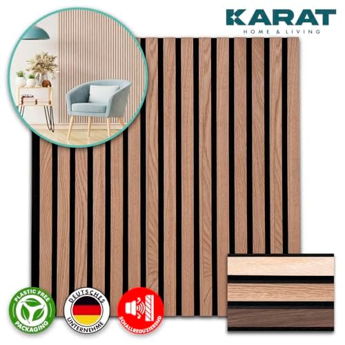 KARAT Panneaux muraux en MDFIsolation sonore pour Bureau Maison - Tasseau mural Décoration Red Oak 60x60 cm 2,1 cm