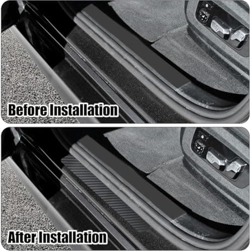 SULIUDAJI 4 Pièces Protection de Seuil de Voiture Carbone, Protection Anti-Rayures et Anti-Saleté pour Portes Avant et A
