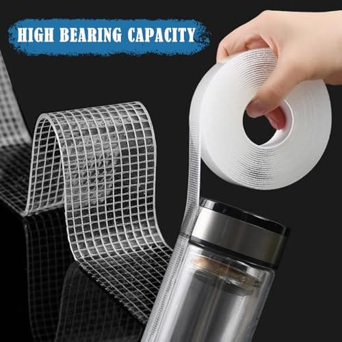Scotch Double Face Gsrhzd 10m Transparent Adhésif Fort pour Affichage Photo Stickers Muraux Décorations Crochets (1cm de