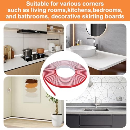 Moulure Décorative Flexible Blanc 5 Mètres Cuisine Salle de Bain Autocollante ÉléganteTransition Murale TPE
